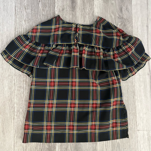 J. CREW plaid ruffle pop over top 4 - Picture 3 of 4